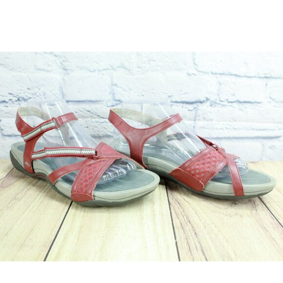 JBU by Jambu Leather Trapper Hook & Loop Sport Sandals Red Size 10 M - Picture 3 of 9